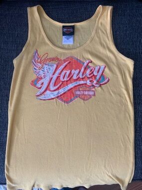 Harley-Davidson Black & Yellow Logo Ribbed Tank
